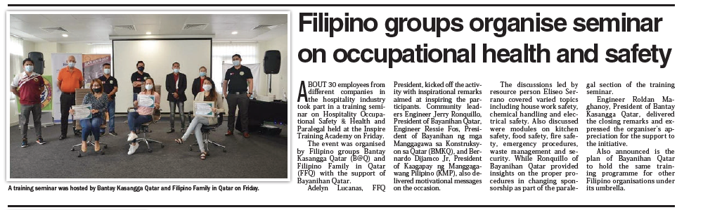 Filipino groups organize seminar on occupational health and safety